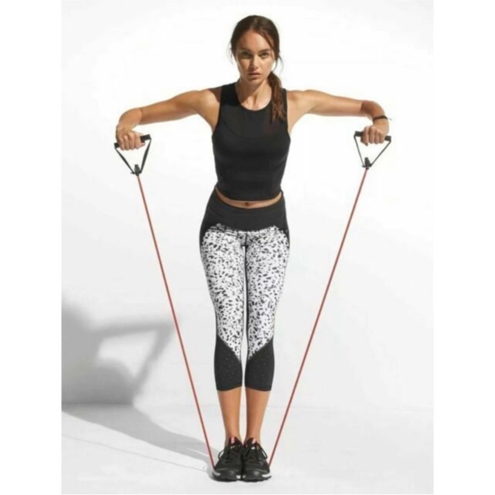 Athleta Stealth TruCool Capri Leggings White Black Printed High Rise 777534